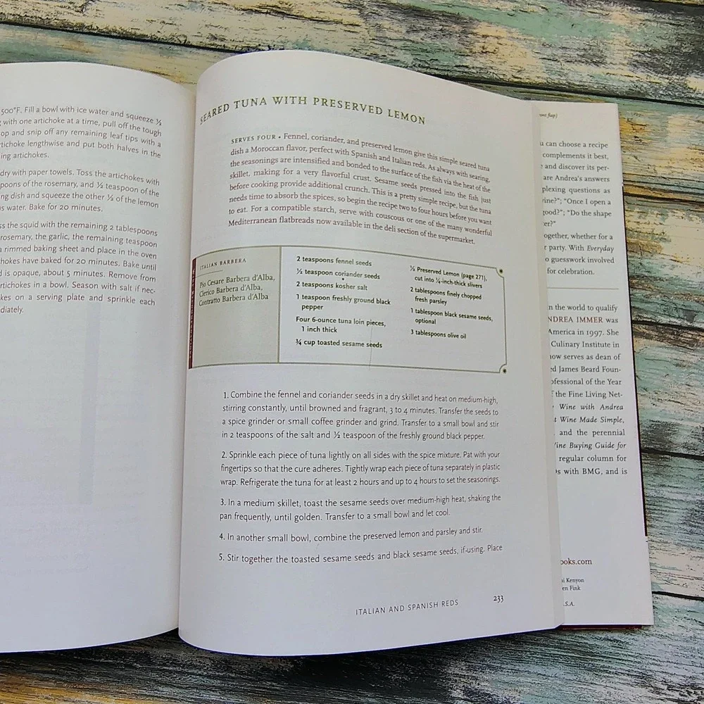 Everyday Dining With Wine Cookbook by Andrea Immer 2004 HCDJ Recipes VERY GOOD